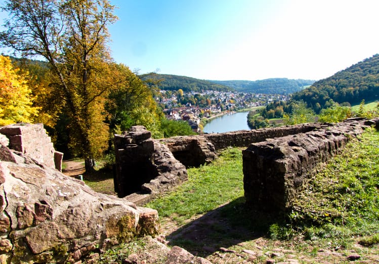 4 Burgen Wanderung Neckarsteinach: abwechslungsreiche Strecke 2 Vier-Burgen-Tour-Neckarsteinach-die-Hinterburg-mit-Blick-auf-den-Neckar