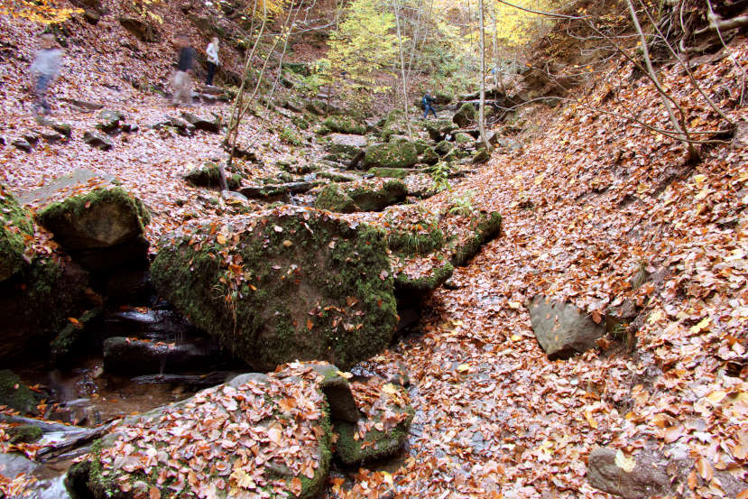 Heslacher Wasserfälle - gut besucht an diesem Herbsttag